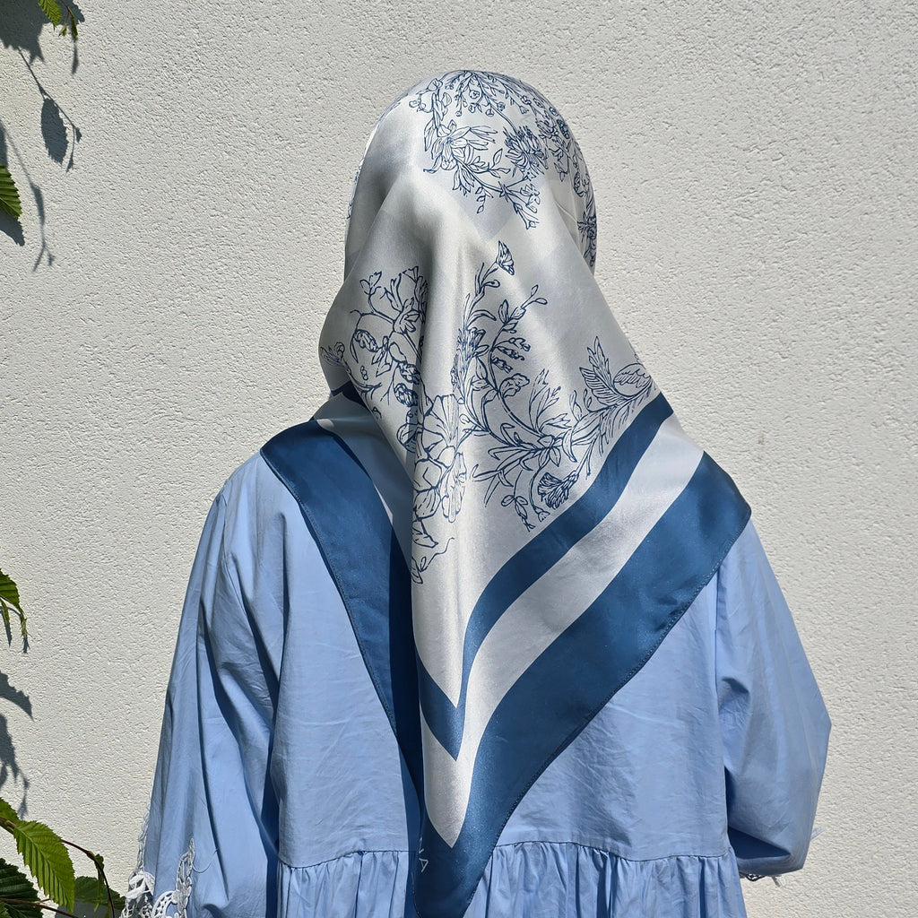 Papillon Blue Azure Silk Scarf 90