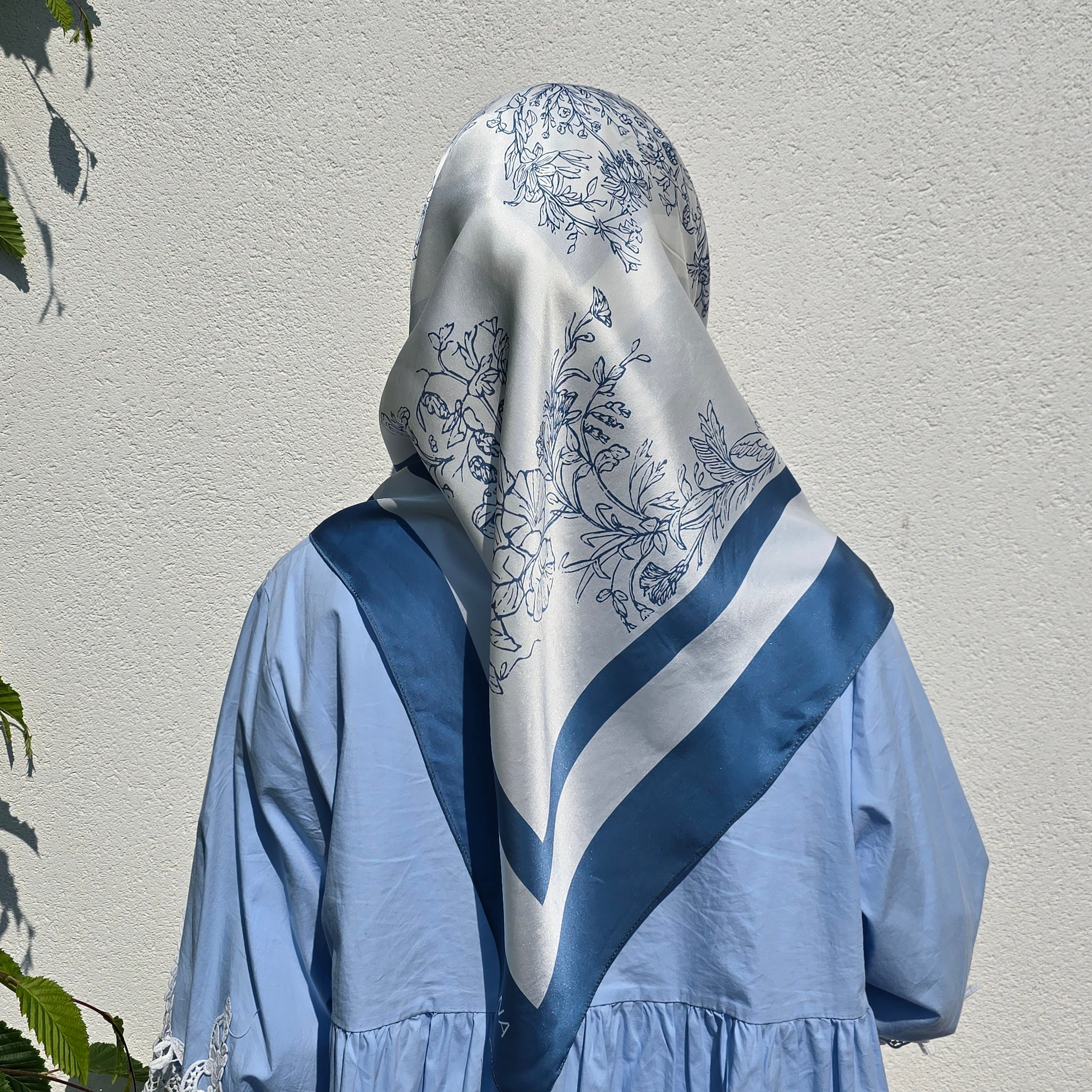 Papillon Blue Azure Silk Scarf 90