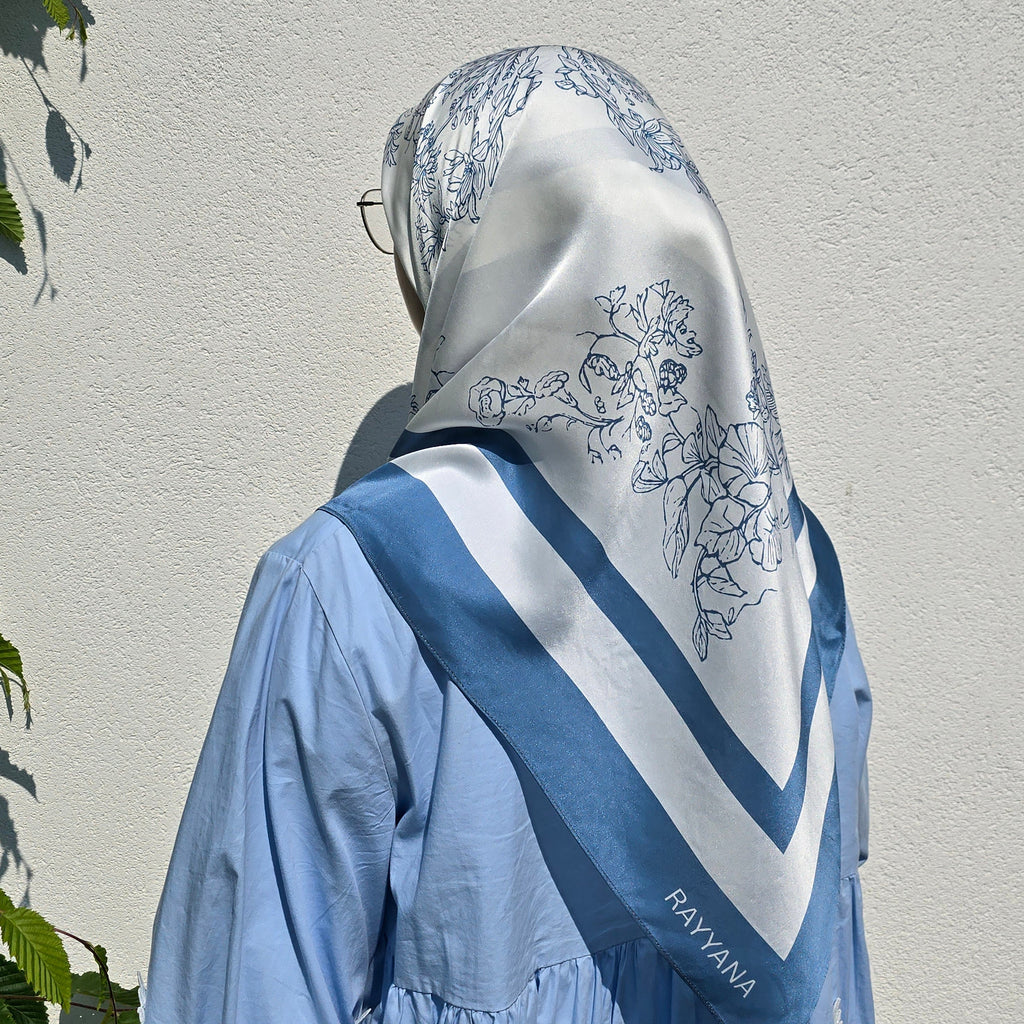 Papillon Blue Azure Silk Scarf 90