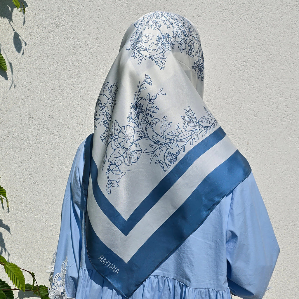 Papillon Blue Azure Silk Scarf 90