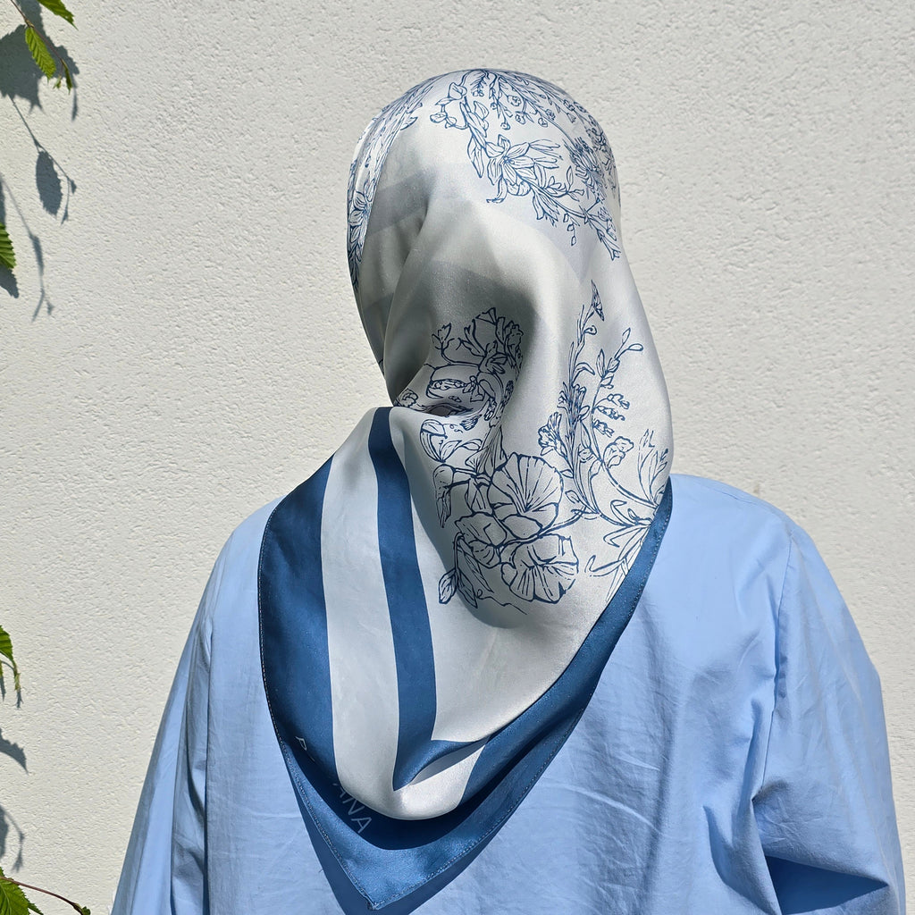 Papillon Blue Azure Silk Scarf 90