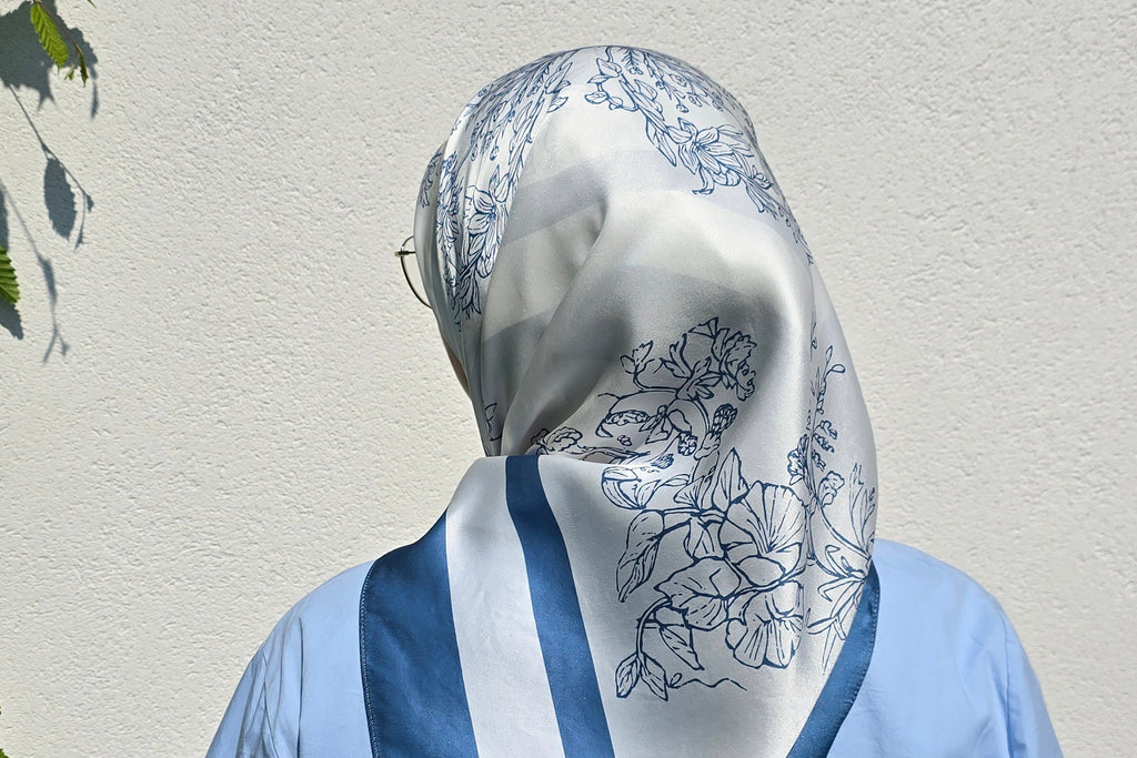 Papillon Blue Azure Silk Scarf 90