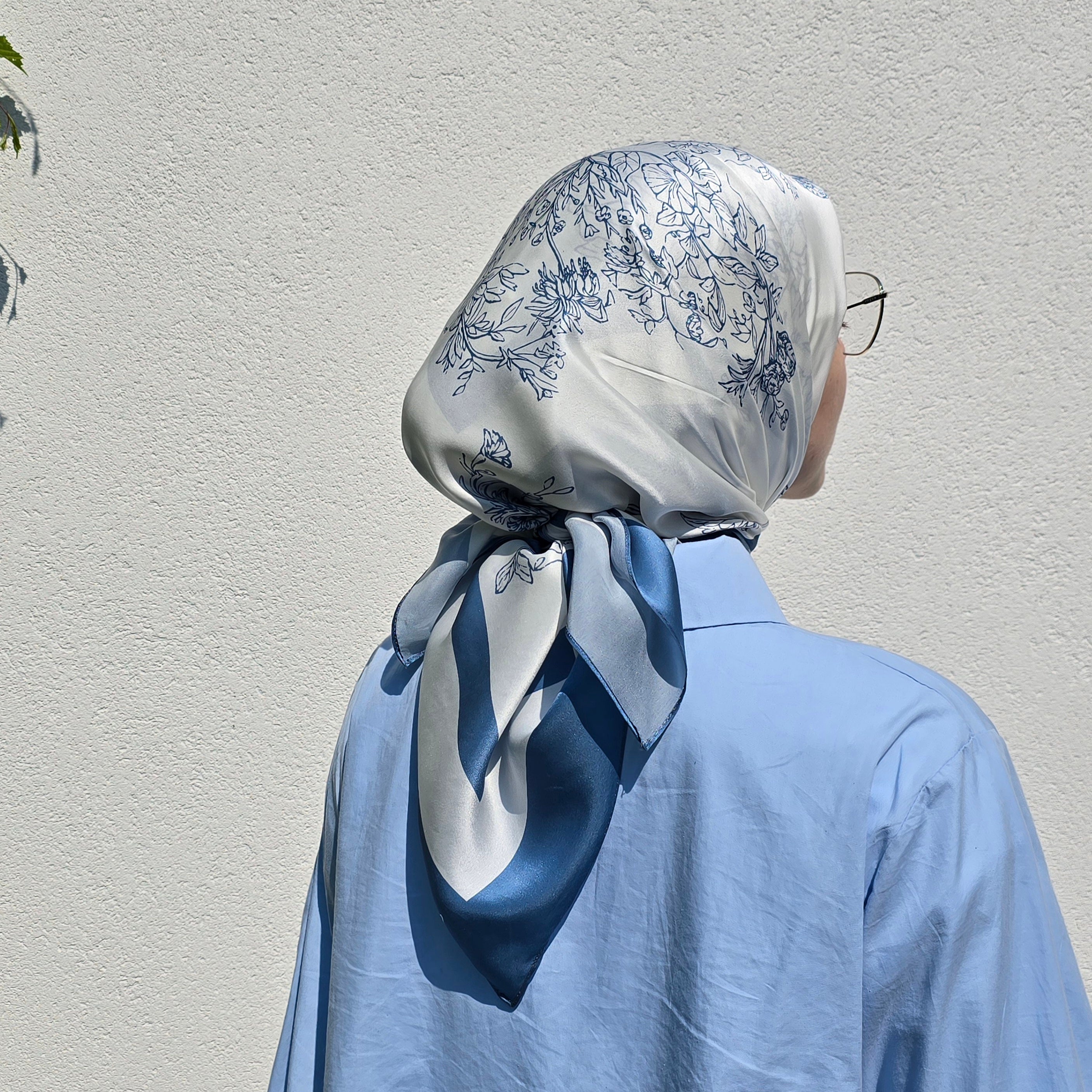 Papillon Blue Azure Silk Scarf 90