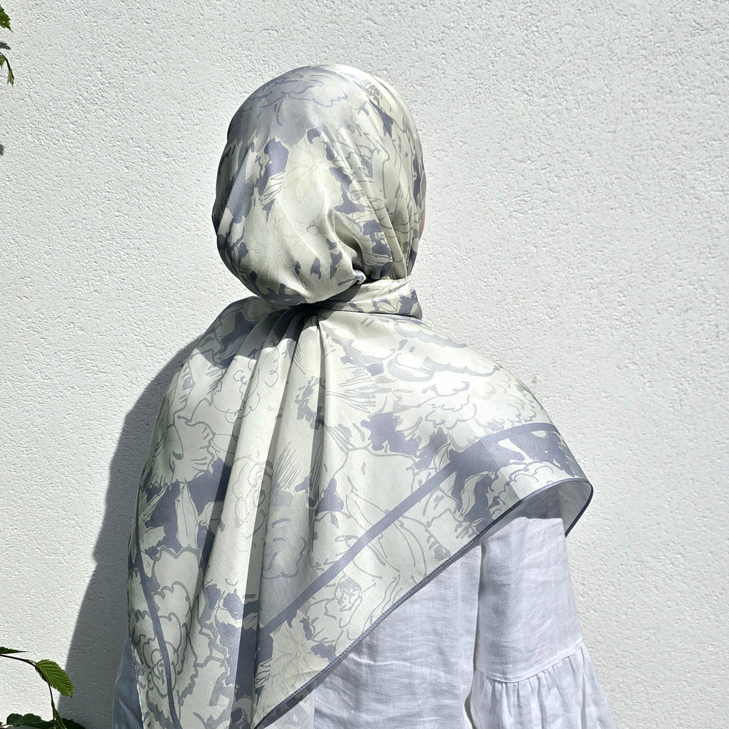 Midnight Rose Silk-Cotton Scarf 110