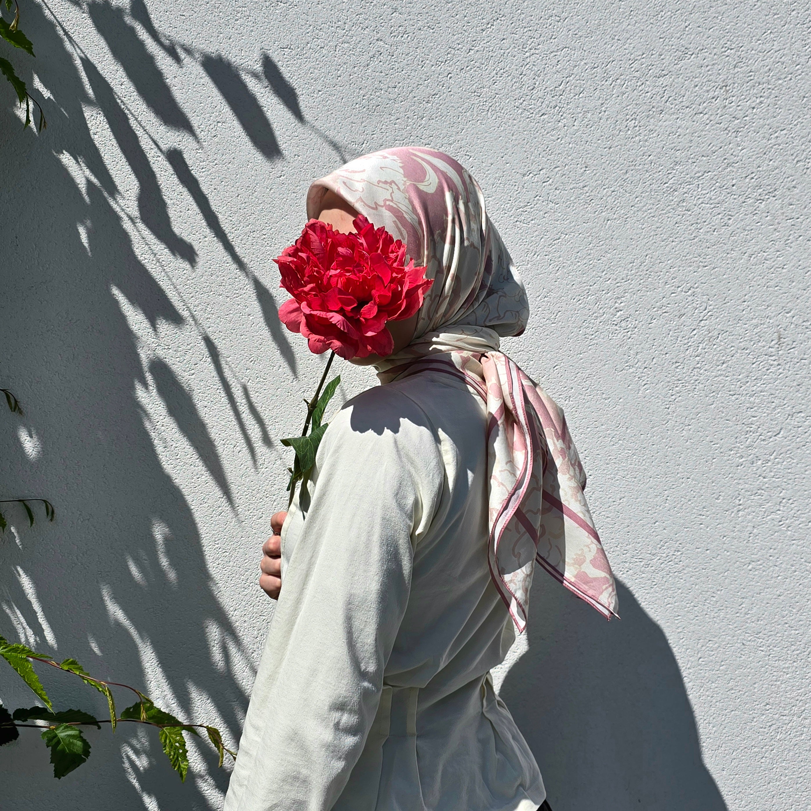 Midday Rose Silk-Cotton Scarf 110