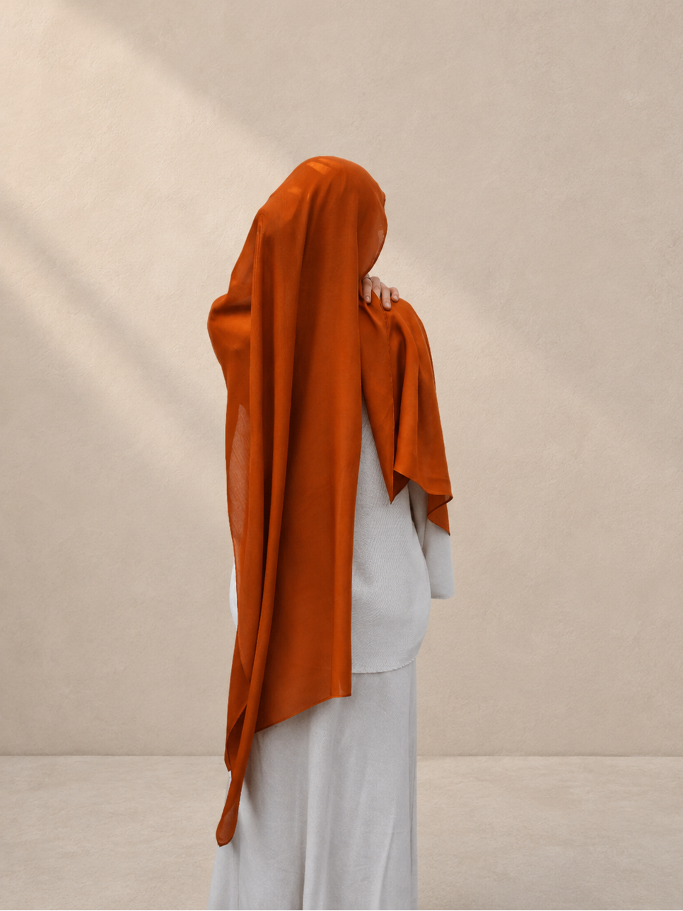 Burnt Orange Modal Scarf 180 and undercap