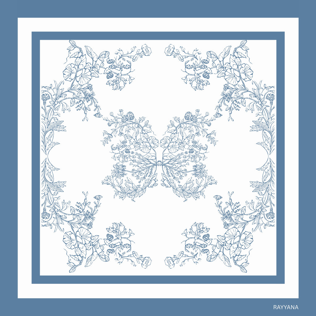 Papillon Blue Azure Silk Scarf 90