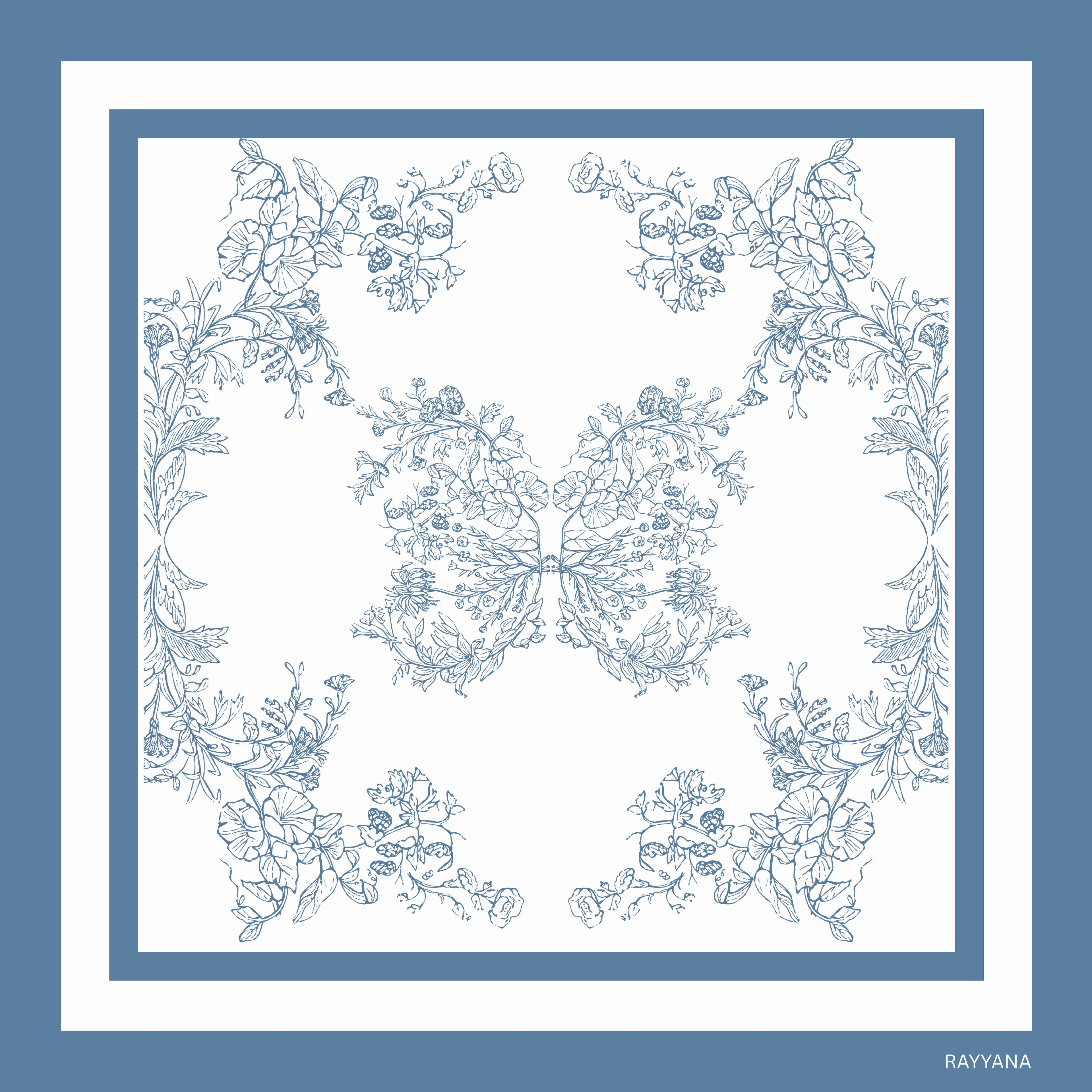 Papillon Blue Azure Silk Scarf 90