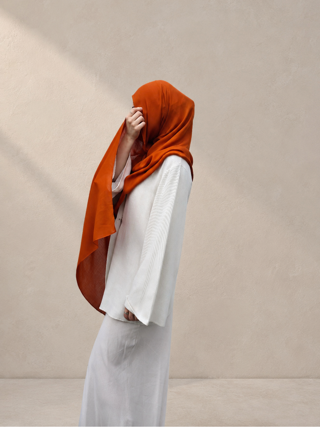 Burnt Orange Modal Scarf 180 and undercap